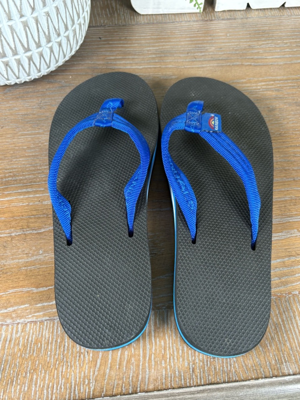 Rainbow Royal Blue Women’s Flip Flop Sandals Size 7 - Picture 4 of 12